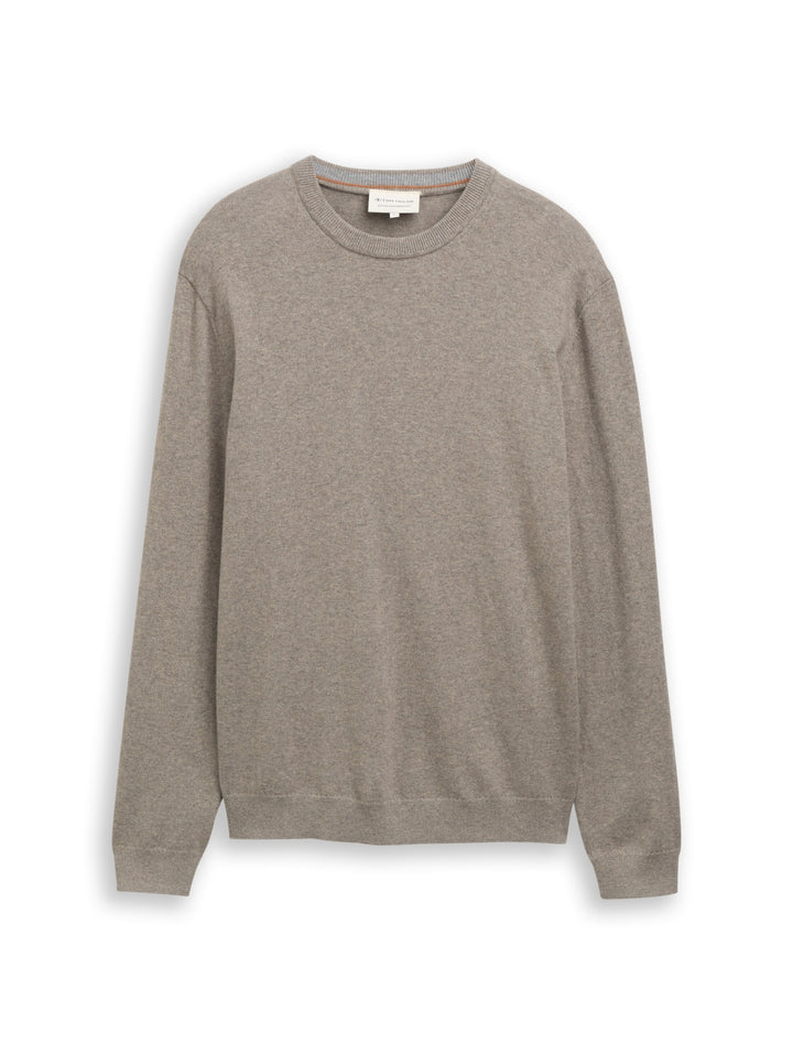 cotton cashmere crew neck knit, Driftwood Taupe Melangé 10368 Bild 1