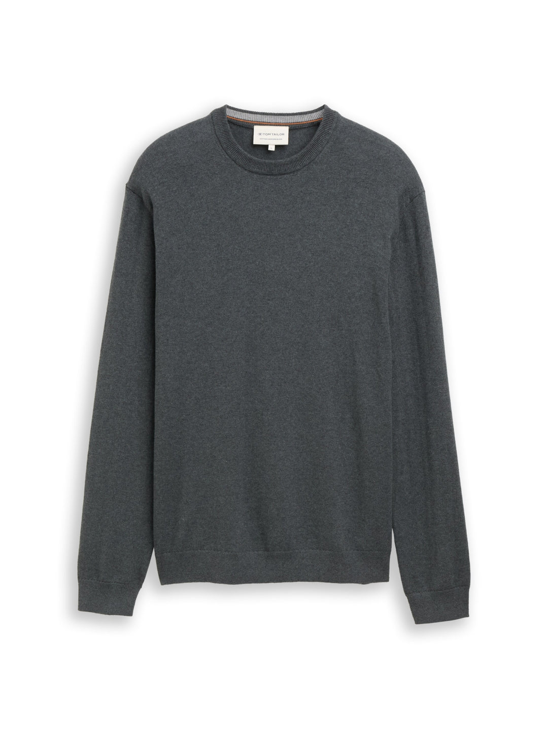 cotton cashmere crew neck knit, darkest olive melange 40543 Bild 1