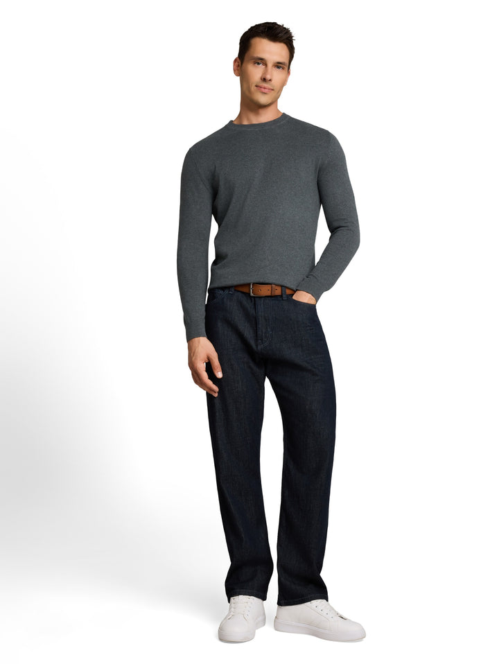 cotton cashmere crew neck knit, darkest olive melange 40543 Bild 3