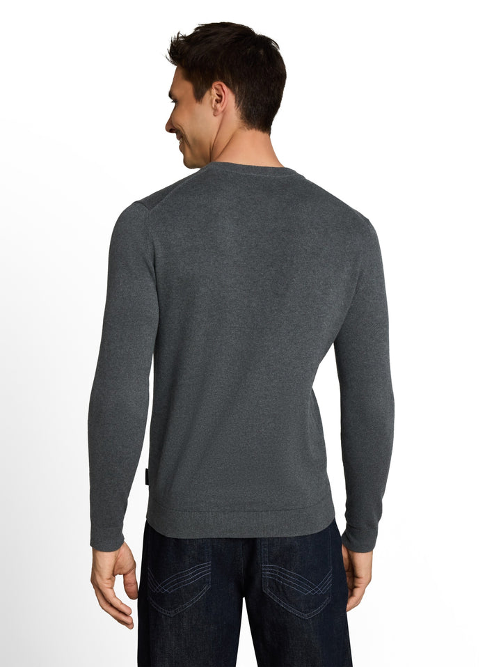 cotton cashmere crew neck knit, darkest olive melange 40543 Bild 4
