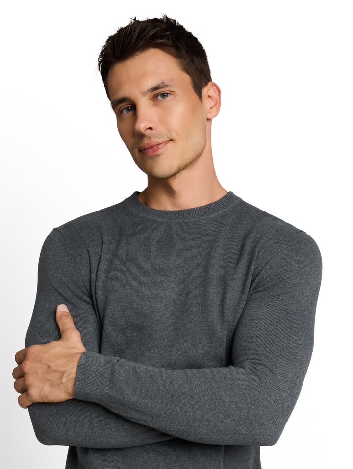 cotton cashmere crew neck knit, darkest olive melange 40543 Bild 5