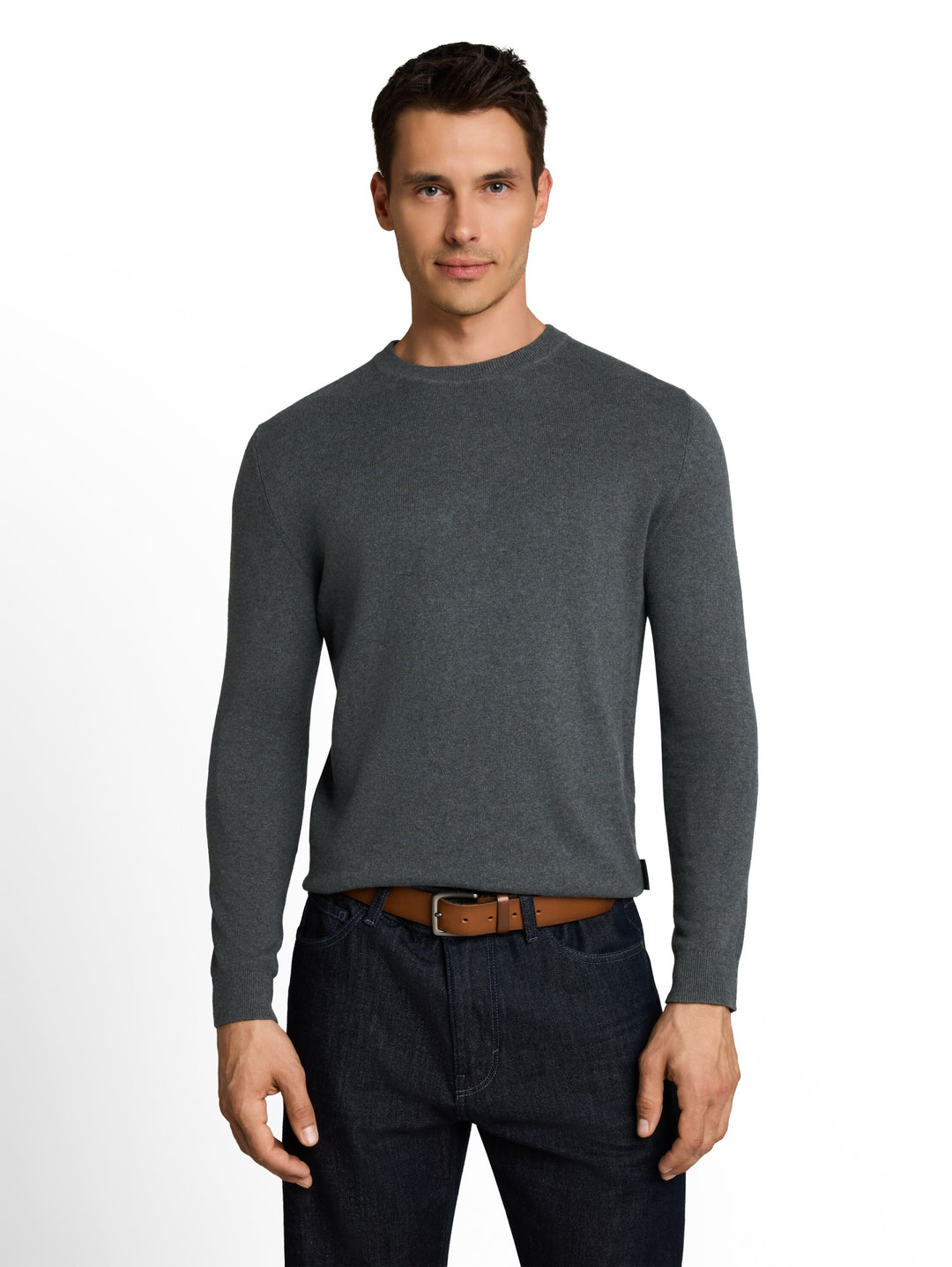 cotton cashmere crew neck knit, darkest olive melange 40543 Bild 6