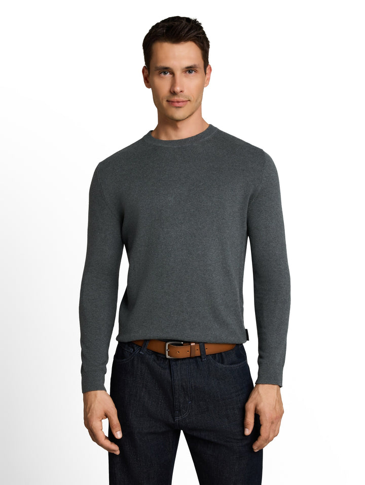cotton cashmere crew neck knit, darkest olive melange 40543 Bild 6