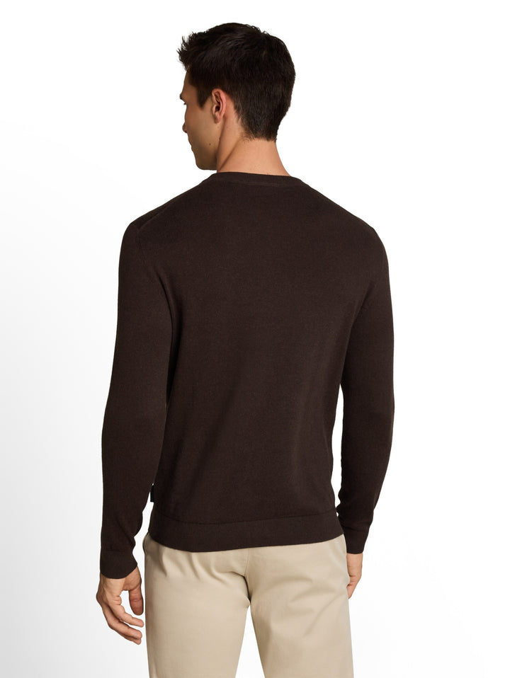 cotton cashmere crew neck knit, dark chocolate brown melange 40781 Bild 10