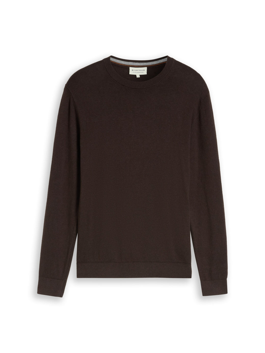 cotton cashmere crew neck knit, dark chocolate brown melange 40781 Bild 1