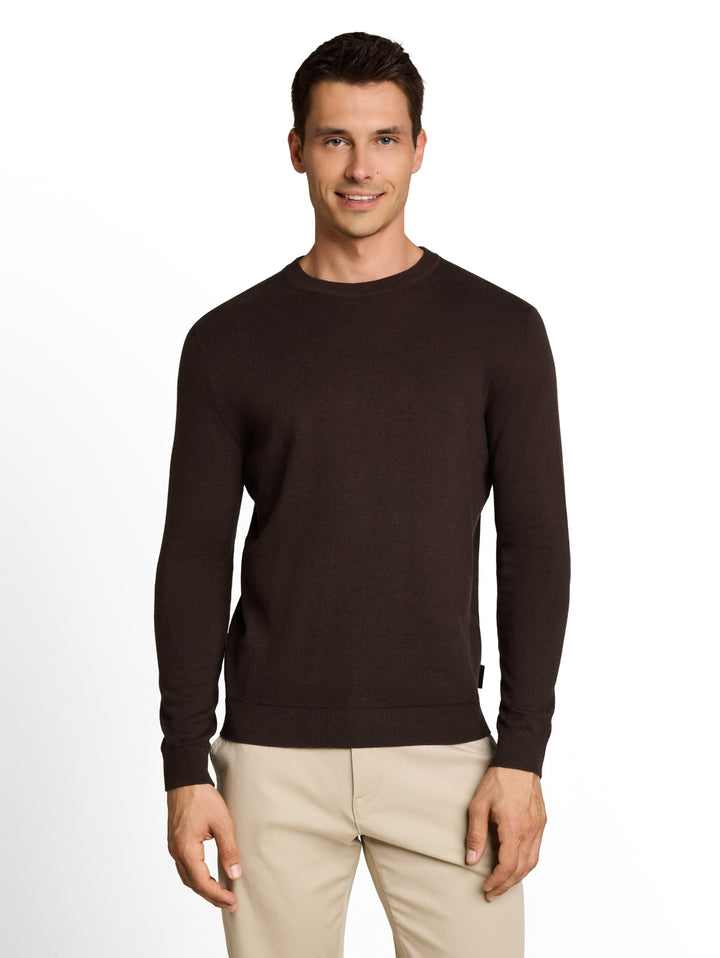 cotton cashmere crew neck knit, dark chocolate brown melange 40781 Bild 11