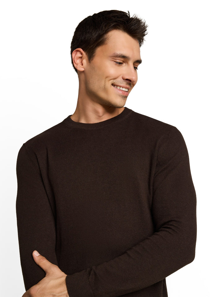 cotton cashmere crew neck knit, dark chocolate brown melange 40781 Bild 12