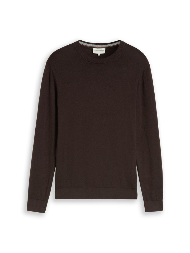 cotton cashmere crew neck knit, dark chocolate brown melange 40781 Bild 7