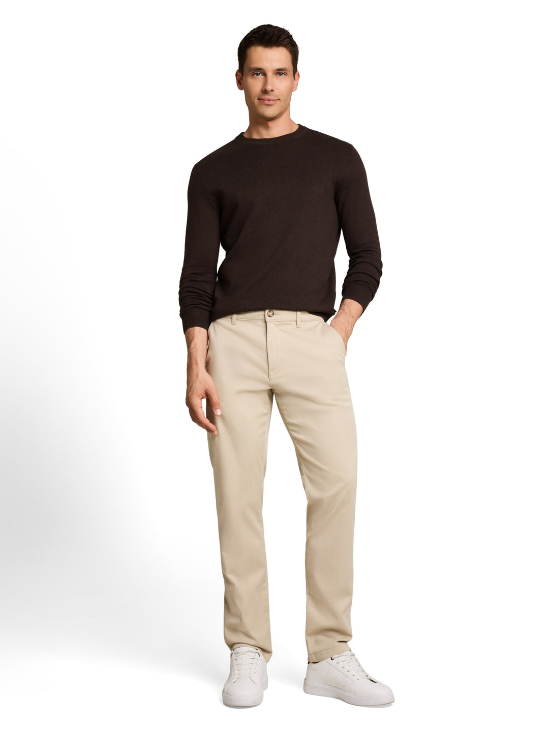 cotton cashmere crew neck knit, dark chocolate brown melange 40781 Bild 9