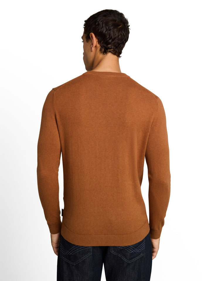 cotton cashmere crew neck knit, camel brown melange 41006 Bild 4