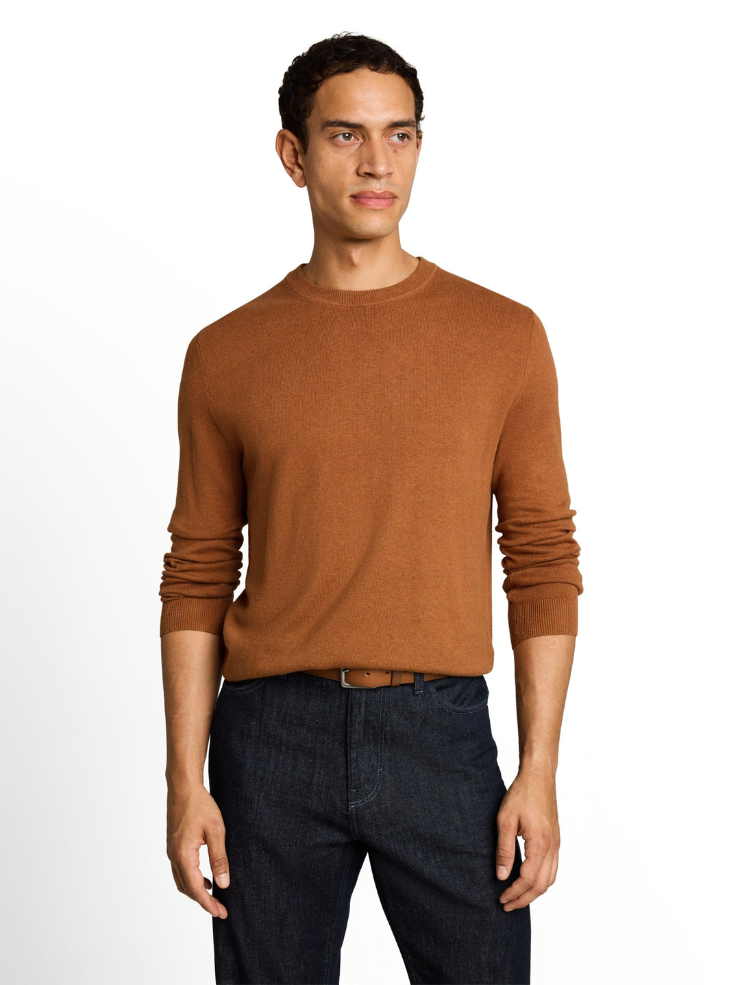 cotton cashmere crew neck knit, camel brown melange 41006 Bild 5