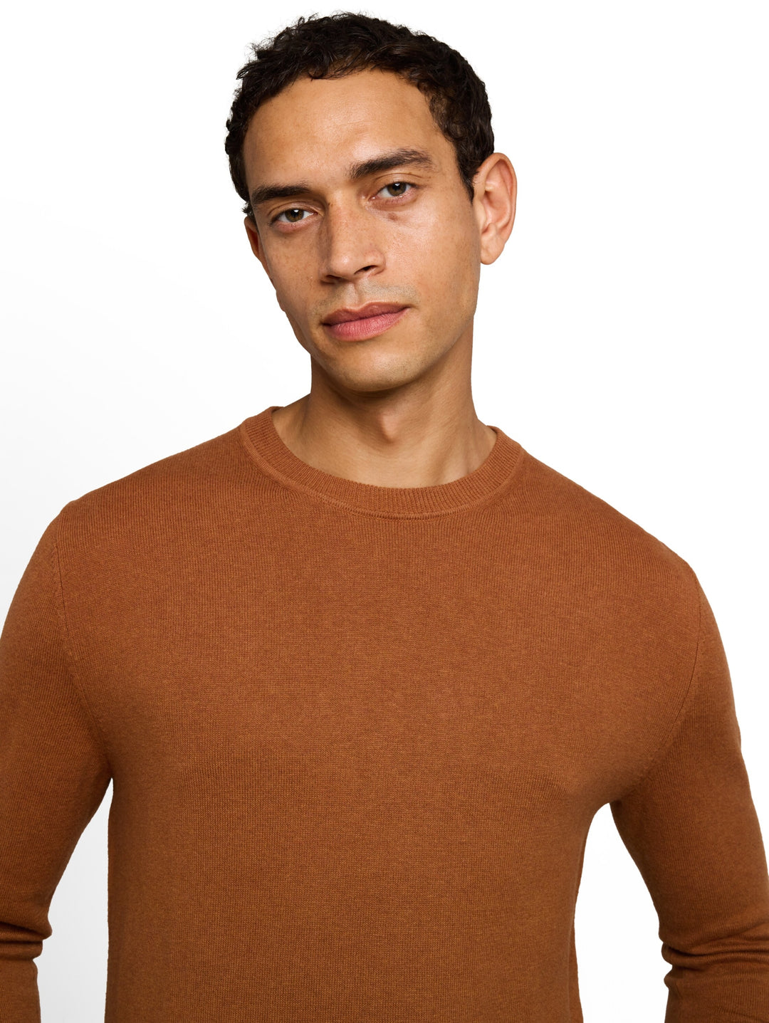 cotton cashmere crew neck knit, camel brown melange 41006 Bild 6