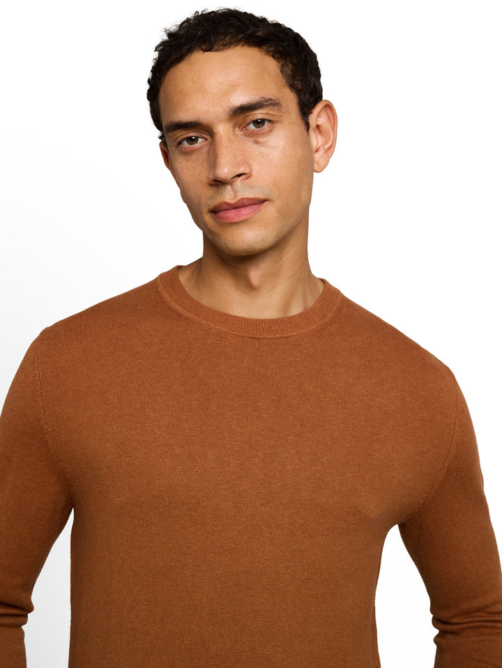 cotton cashmere crew neck knit, camel brown melange 41006 Bild 6