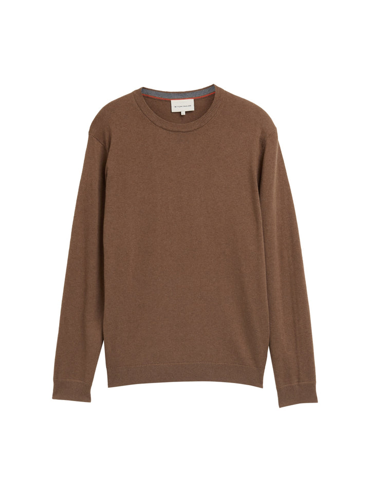 cotton cashmere crewneck knit, dark taupe melange 38678 Bild 1