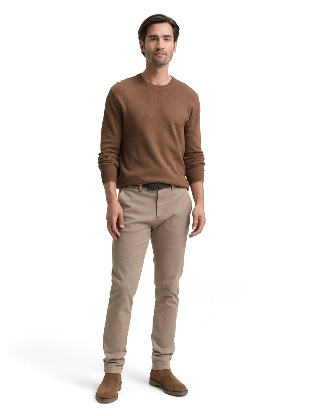 cotton cashmere crewneck knit, dark taupe melange 38678 Bild 3