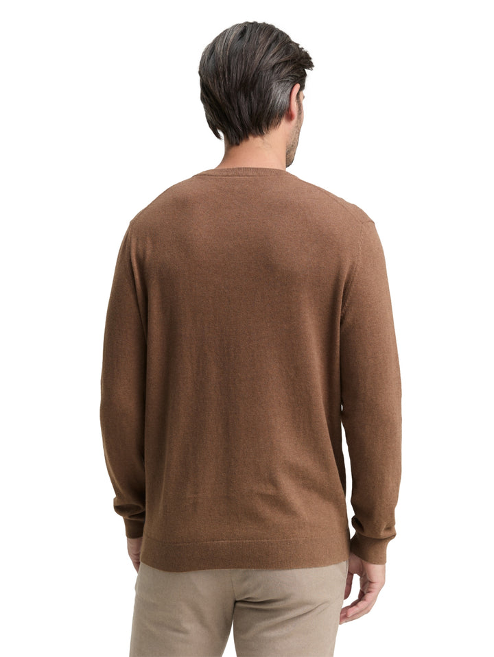 cotton cashmere crewneck knit, dark taupe melange 38678 Bild 4