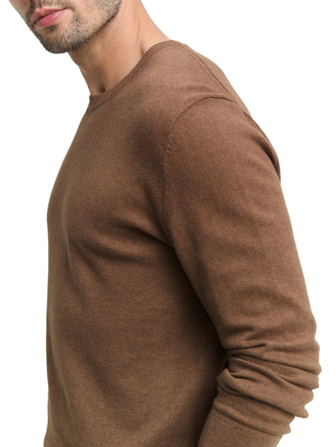 cotton cashmere crewneck knit, dark taupe melange 38678 Bild 5