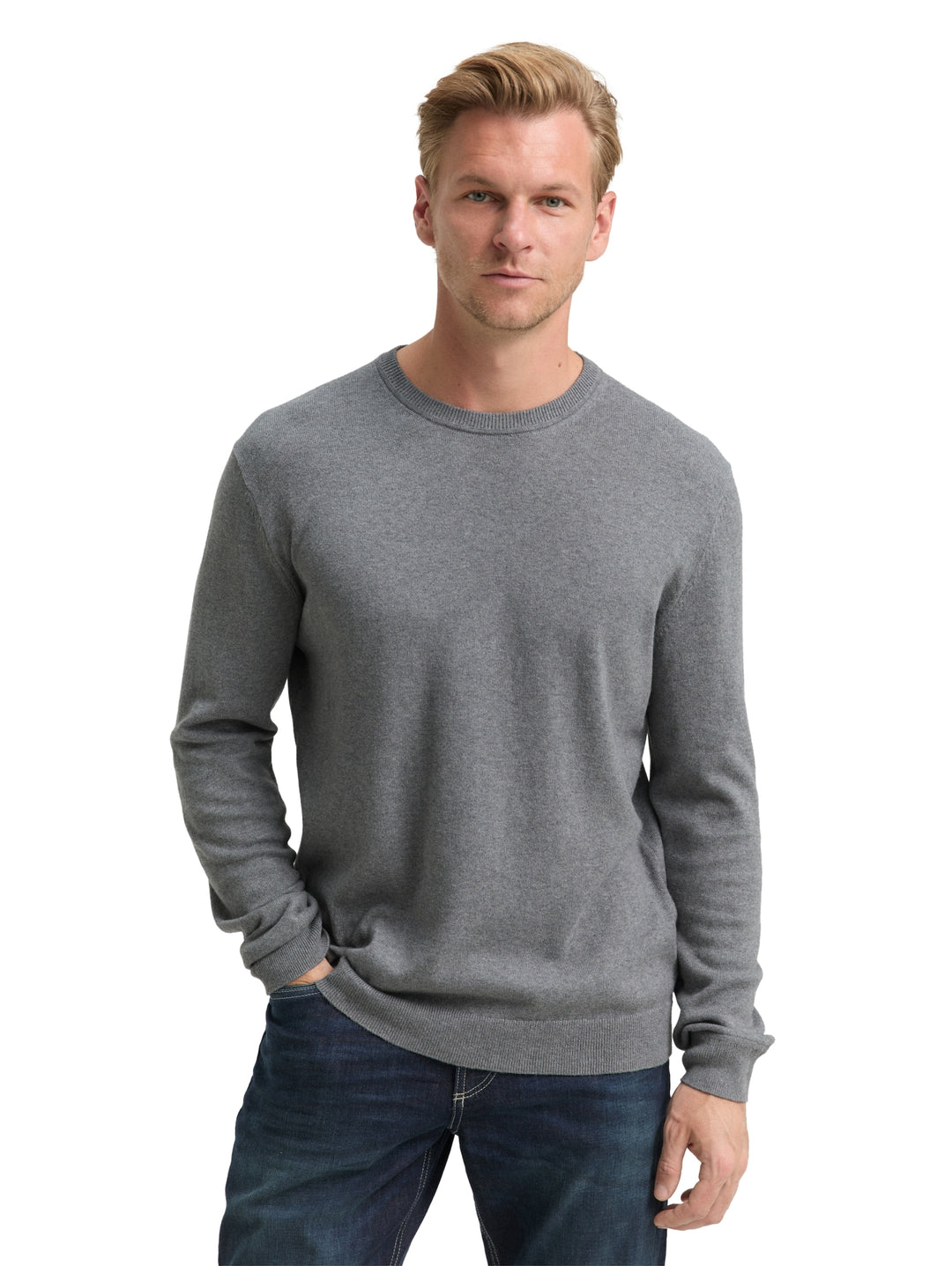 cotton cashmere crewneck knit, classic dark grey melange 38679 Bild 5