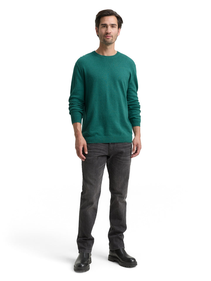 cotton cashmere crewneck knit, jasper green melange 38681 Bild 3
