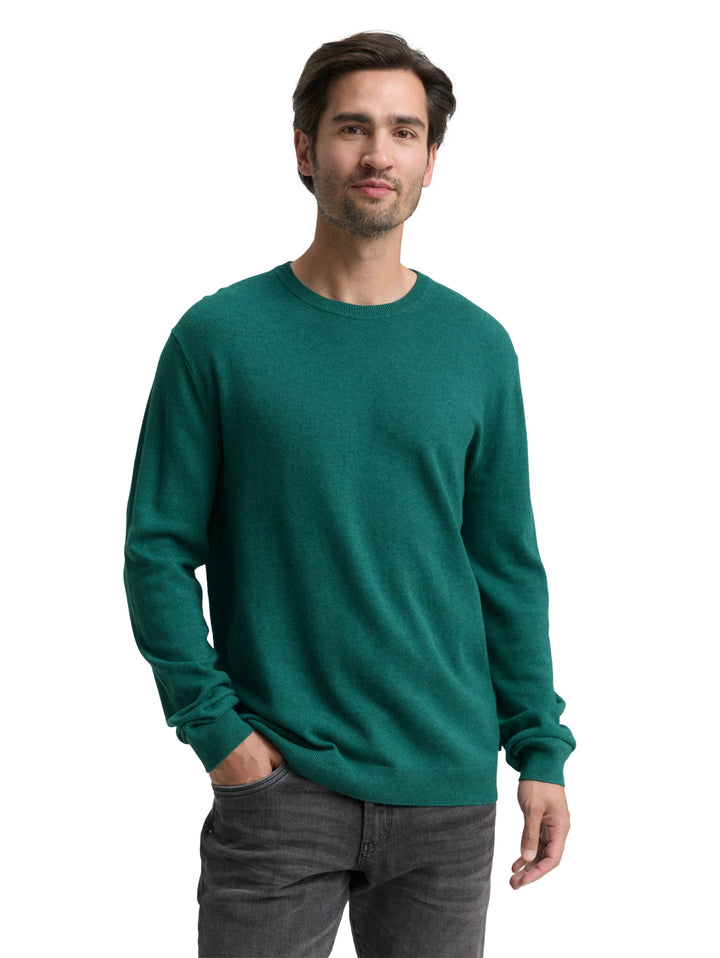 cotton cashmere crewneck knit, jasper green melange 38681 Bild 5