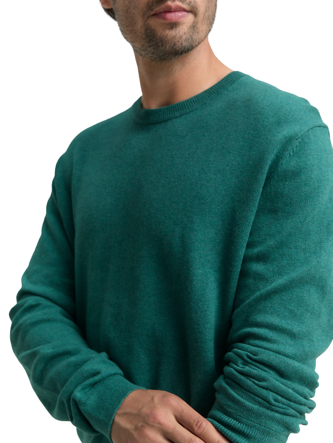 cotton cashmere crewneck knit, jasper green melange 38681 Bild 6