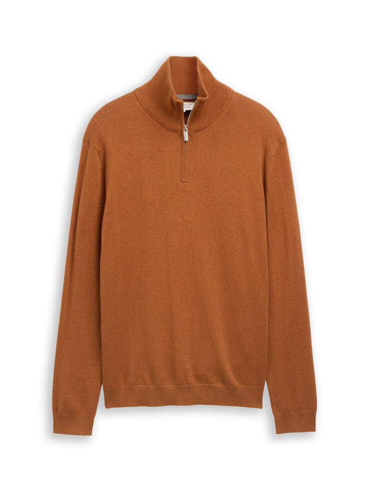 cotton cashmere troyer knit, camel brown melange 41006 Bild 1