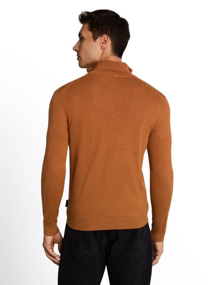 cotton cashmere troyer knit, camel brown melange 41006 Bild 4