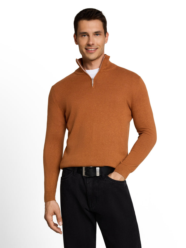 cotton cashmere troyer knit, camel brown melange 41006 Bild 5