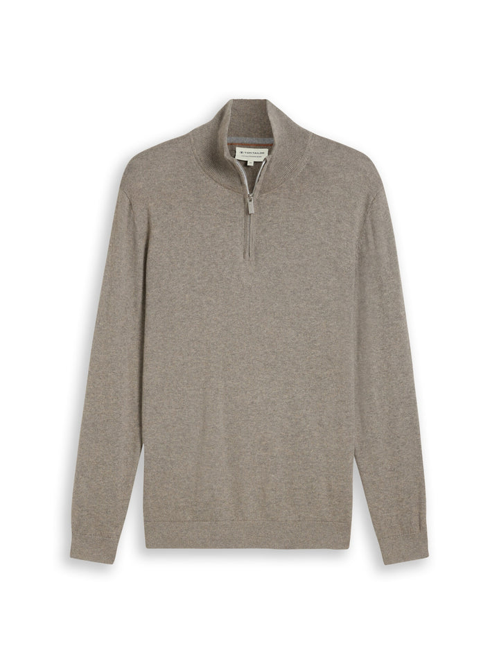cotton cashmere troyer knit, Driftwood Taupe Melangé 10368 Bild 1