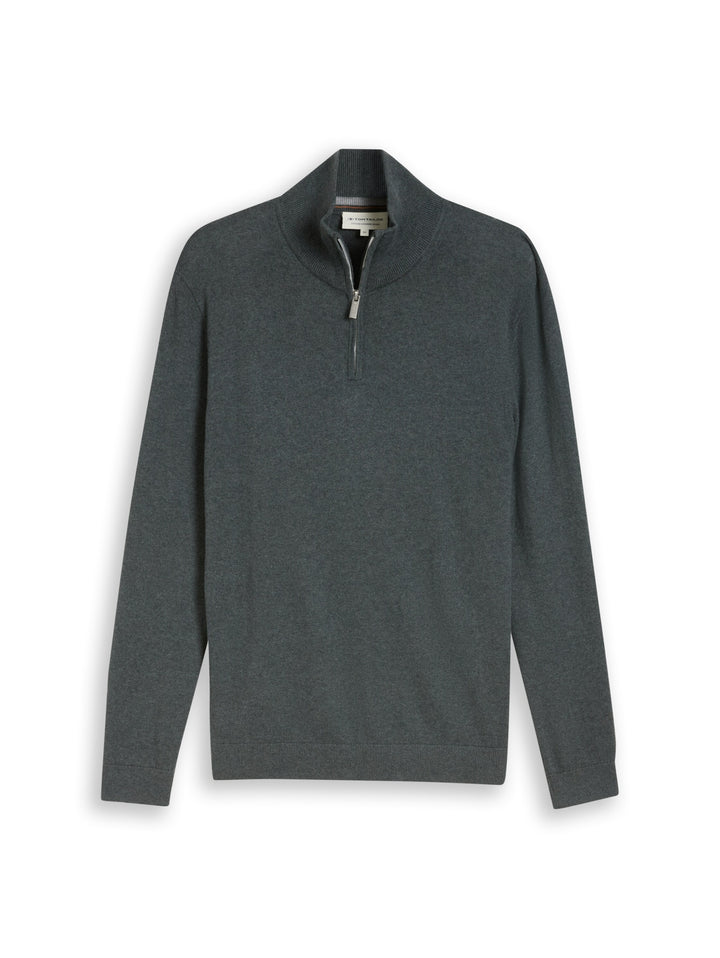 cotton cashmere troyer knit, darkest olive melange 40543 Bild 1