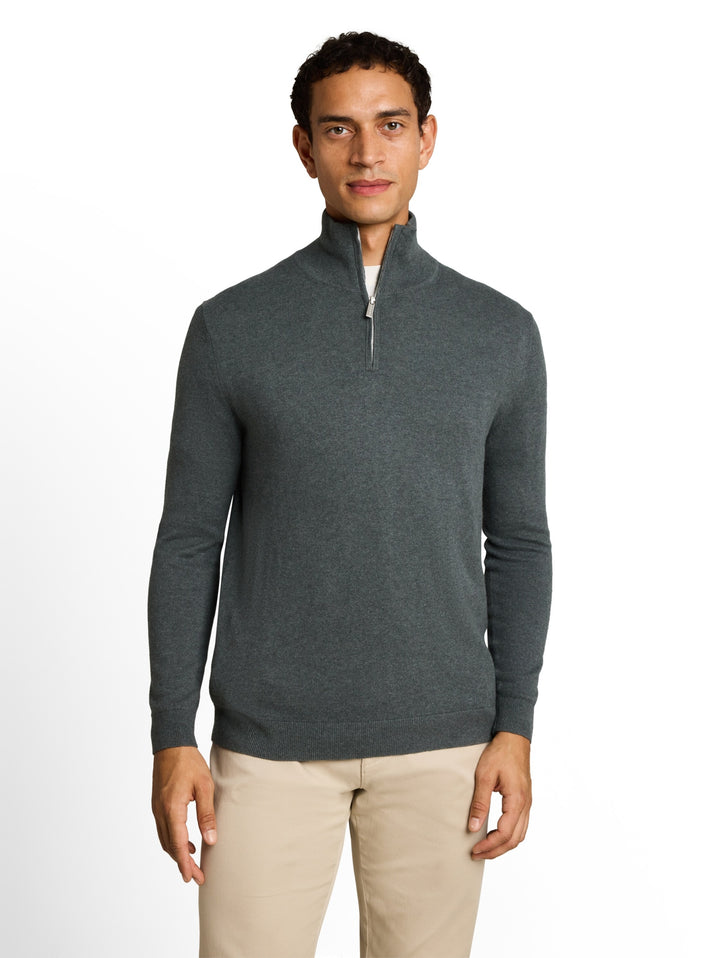 cotton cashmere troyer knit, darkest olive melange 40543 Bild 5
