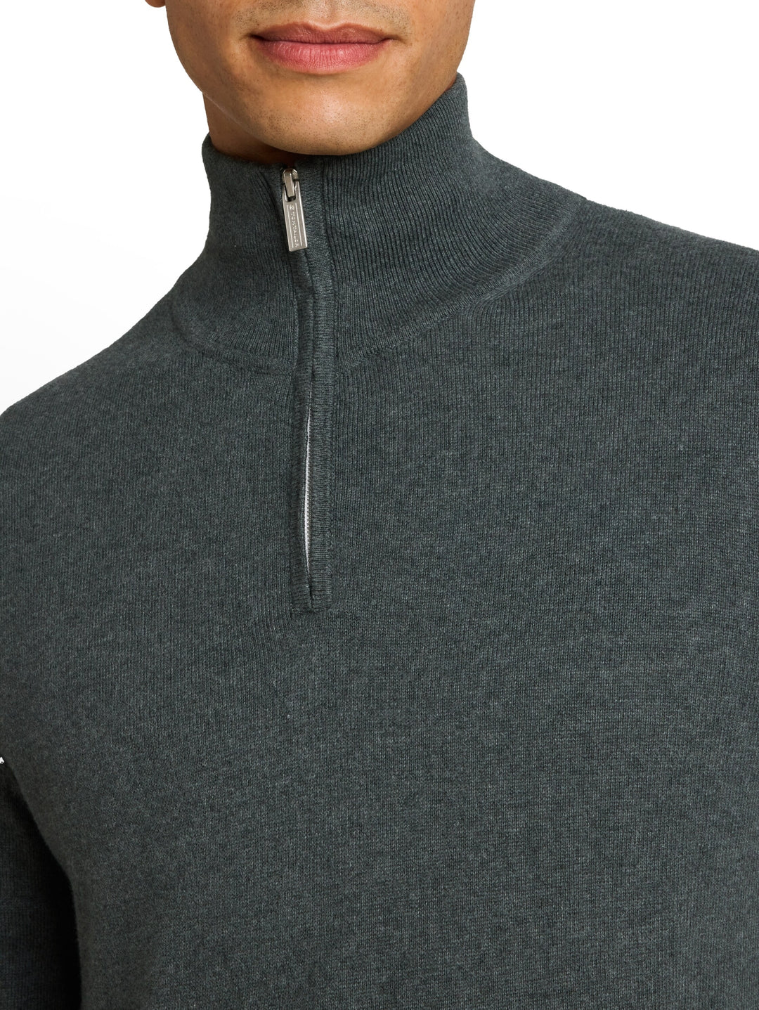 cotton cashmere troyer knit, darkest olive melange 40543 Bild 6