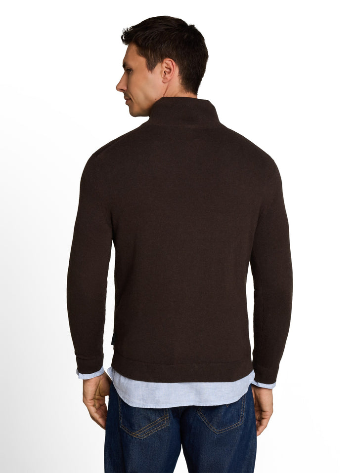 cotton cashmere troyer knit, dark chocolate brown melange 40781 Bild 4
