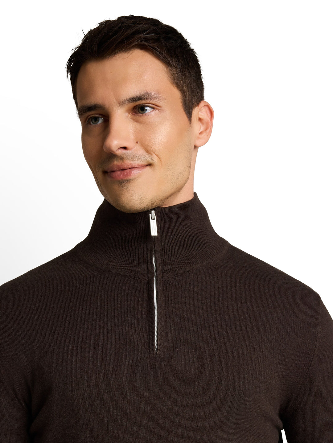 cotton cashmere troyer knit, dark chocolate brown melange 40781 Bild 6