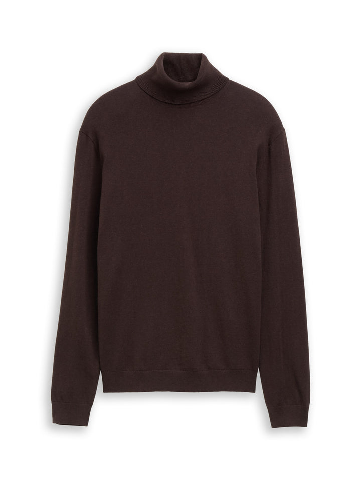 cotton cashmere turtle neck kn, dark chocolate brown melange 40781 Bild 1