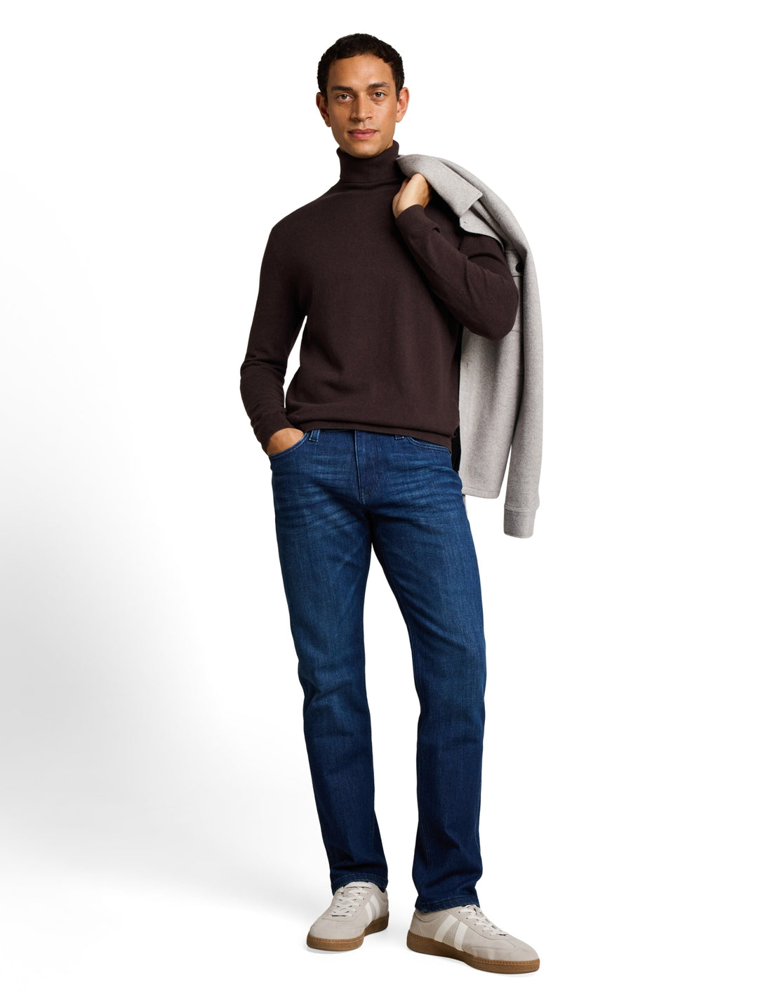 cotton cashmere turtle neck kn, dark chocolate brown melange 40781 Bild 3