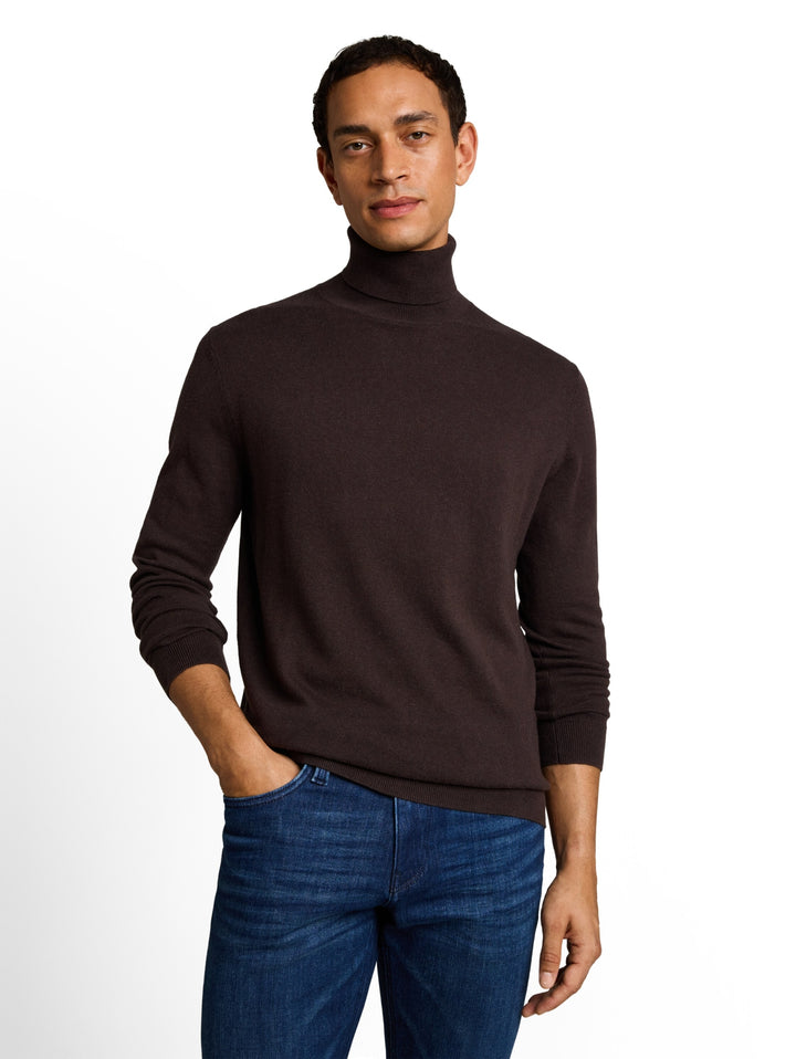 cotton cashmere turtle neck kn, dark chocolate brown melange 40781 Bild 5