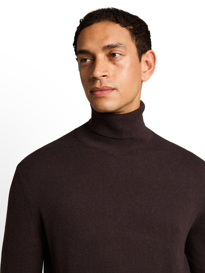 cotton cashmere turtle neck kn, dark chocolate brown melange 40781 Bild 6