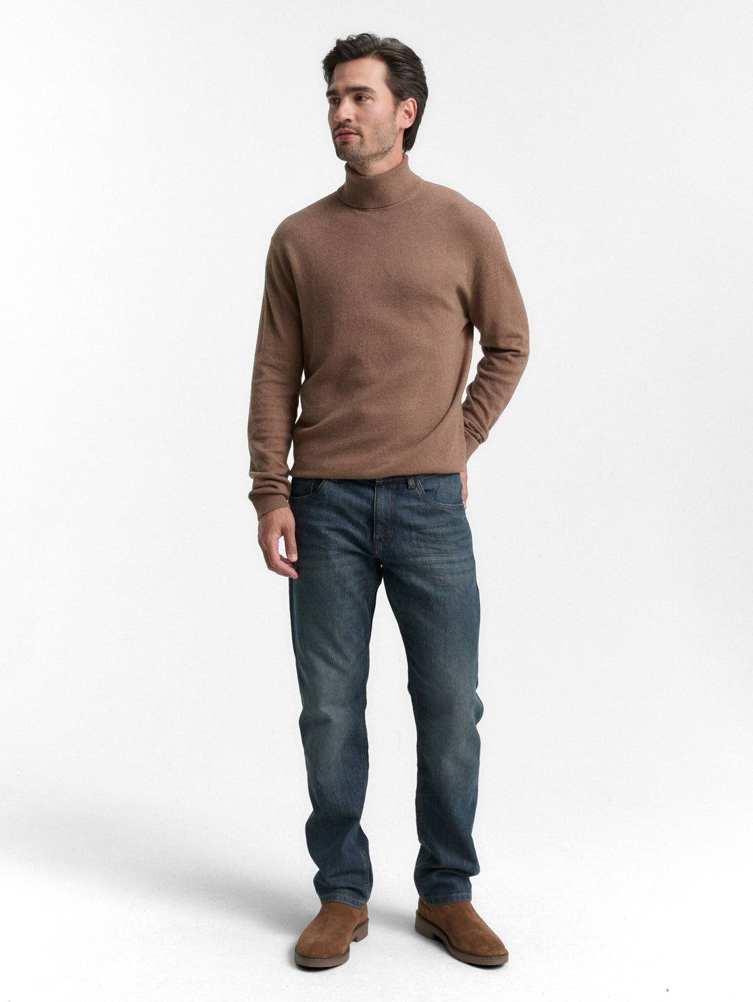 cotton cashmere turtleneck kni, dark taupe melange 38678 Bild 3