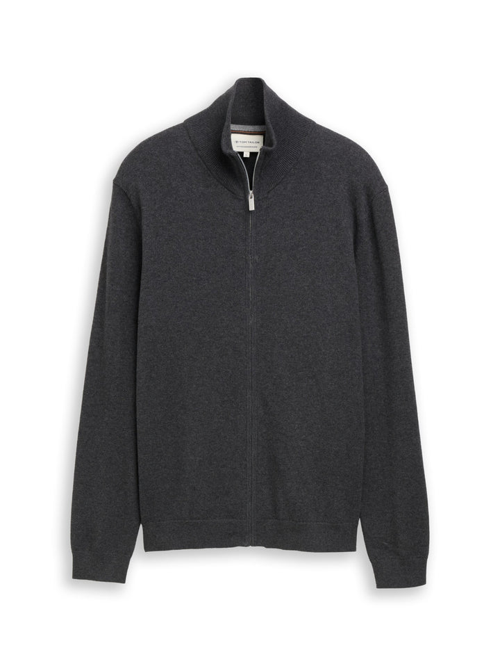 cotton cashmere zip jacket, Black Grey Melange 10617 Bild 1