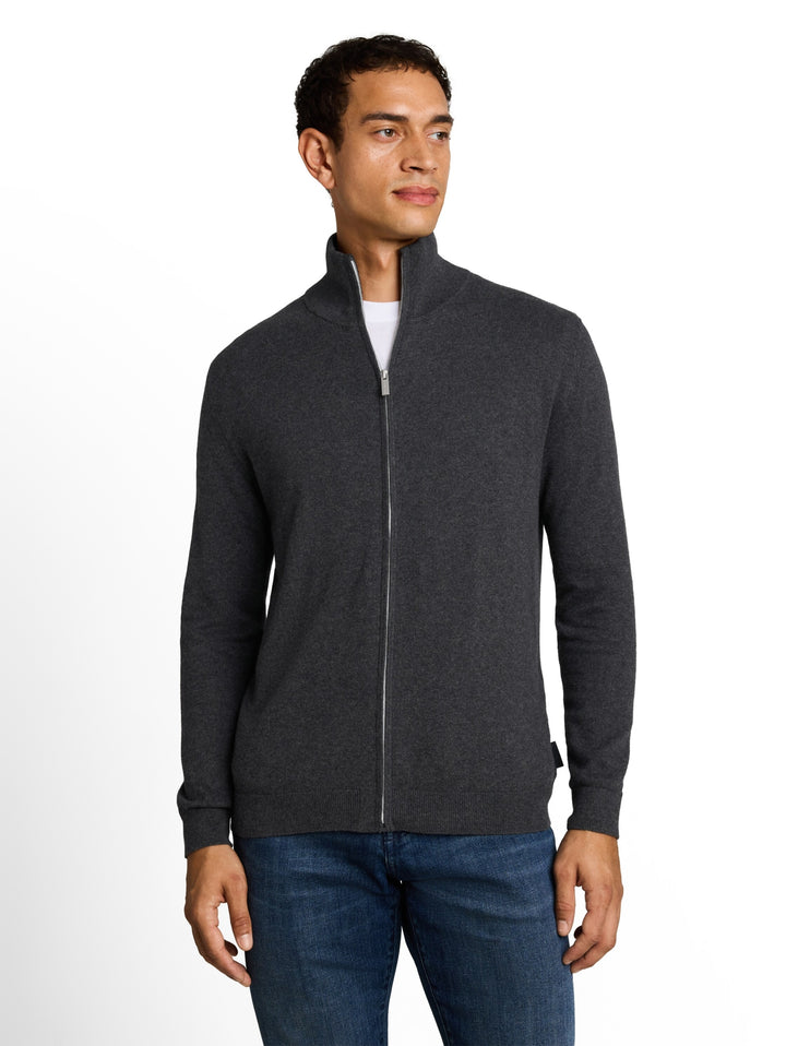 cotton cashmere zip jacket, Black Grey Melange 10617 Bild 5
