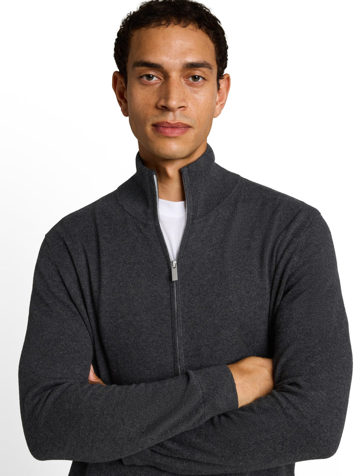 cotton cashmere zip jacket, Black Grey Melange 10617 Bild 6
