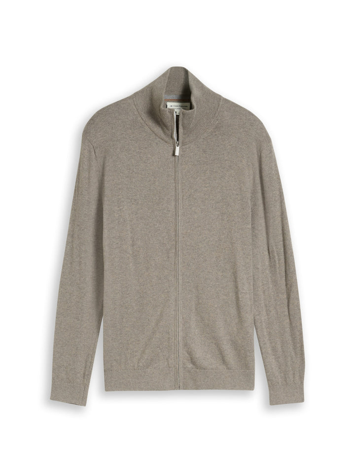 cotton cashmere zip jacket, Driftwood Taupe Melangé 10368 Bild 1