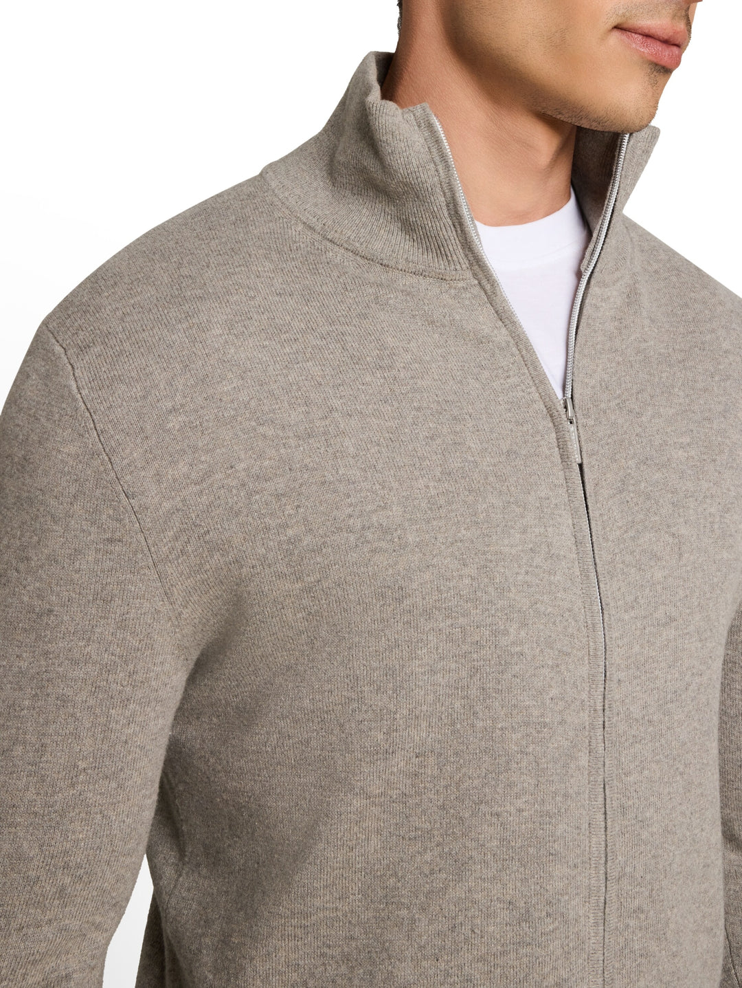 cotton cashmere zip jacket, Driftwood Taupe Melangé 10368 Bild 5