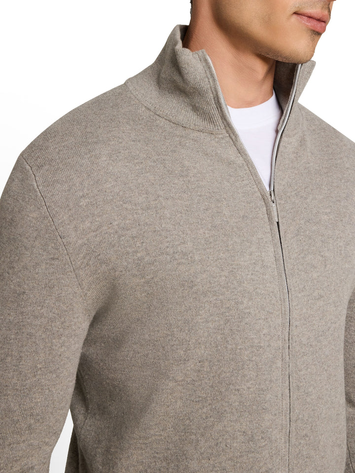 cotton cashmere zip jacket, Driftwood Taupe Melangé 10368 Bild 5