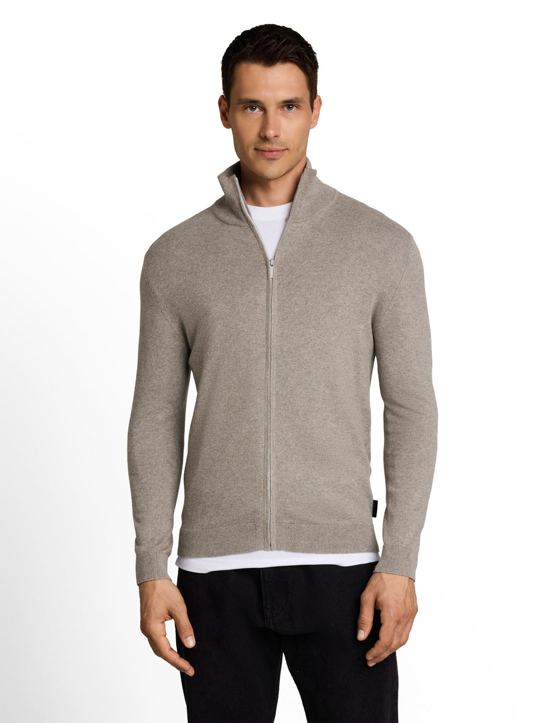 cotton cashmere zip jacket, Driftwood Taupe Melangé 10368 Bild 6