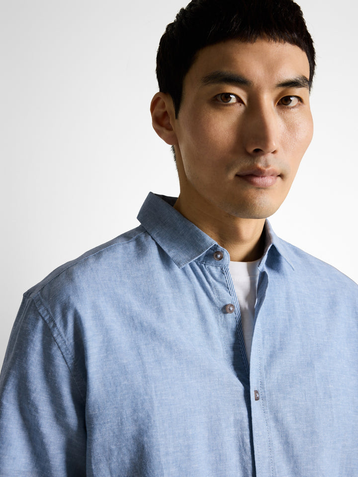 cotton linen shirt, bleeched blue chambray 39542 Bild 5