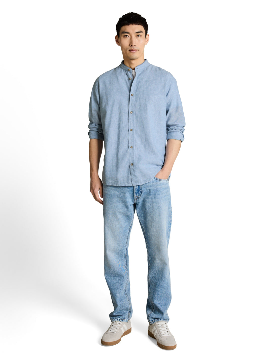 cotton linen shirt, bleeched blue chambray 39542 Bild 3