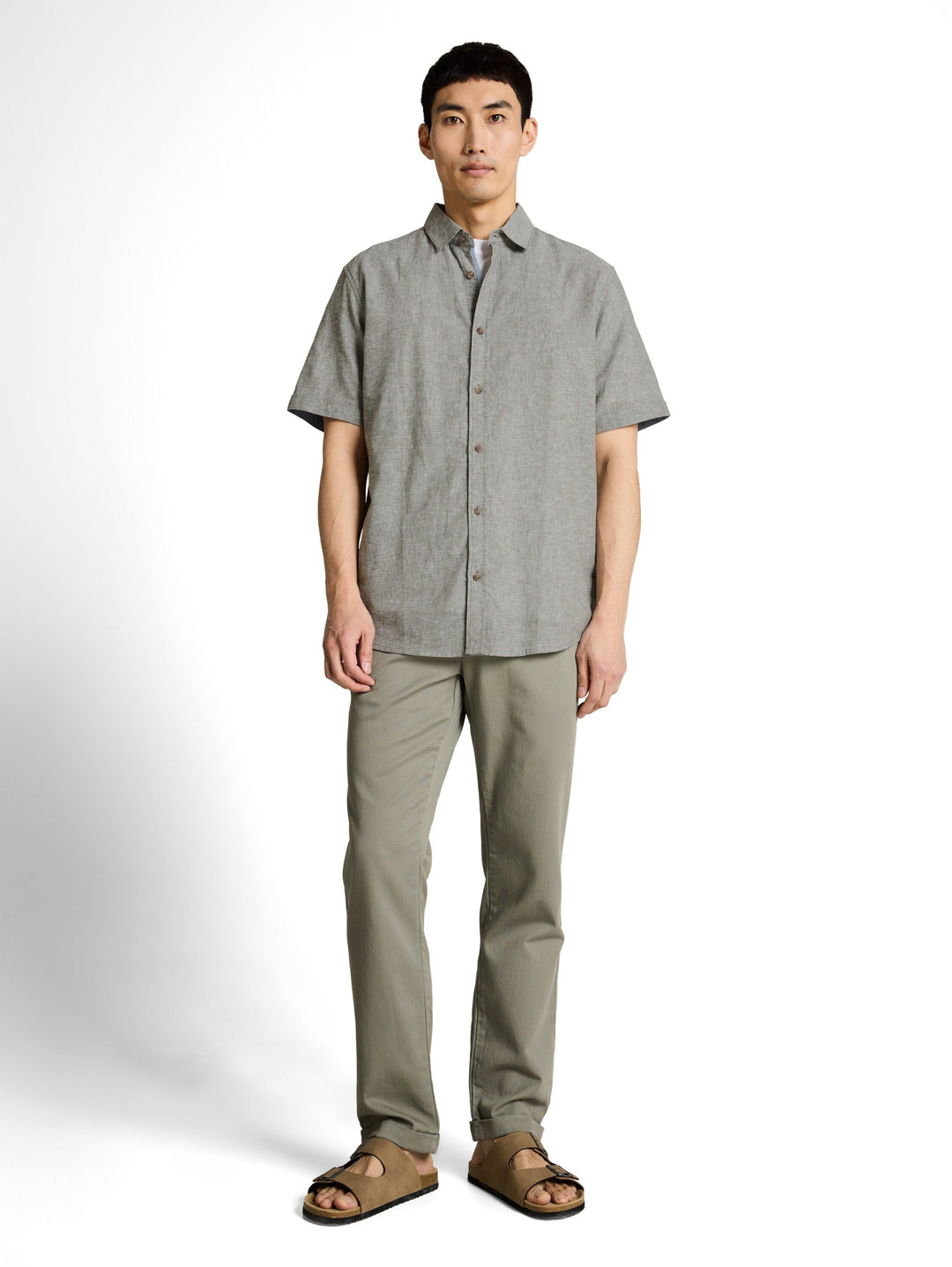 cotton linen shirt, faded leaf green chambray 39545 Bild 3