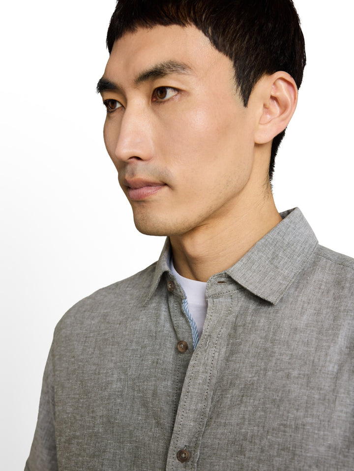 cotton linen shirt, faded leaf green chambray 39545 Bild 6